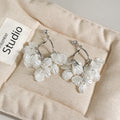 Elegant French Rhinestone Stud Teardrop Alloy Hoop White Petal Shell Tassel Luxury Drop Earrings view 2
