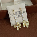 Elegant Gold Alloy Flower Drop Pearl Stud Earrings For Women Luxury Long Tassel Summer Jewelry Earrings view 3