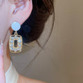 2026 New Round Rhinestone Drop Earrings For Women Light Luxury Silver Needle Designer Studs view 3