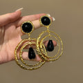 Metal Resin Round Teardrop Stud Earrings Ethnic Statement Light Luxury Designer Jewelry view 4