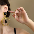 Metal Resin Round Teardrop Stud Earrings Ethnic Statement Light Luxury Designer Jewelry view 3