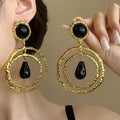 Metal Resin Round Teardrop Stud Earrings Ethnic Statement Light Luxury Designer Jewelry view 1
