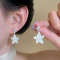Artificial Crystal Shell Star Drop Earrings With Silver Needle Sweet Cool Fashion Design Jewelry view 3