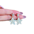 Artificial Crystal Shell Star Drop Earrings With Silver Needle Sweet Cool Fashion Design Jewelry view 5