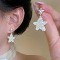 Artificial Crystal Shell Star Drop Earrings With Silver Needle Sweet Cool Fashion Design Jewelry view 1