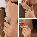 Vintage Bohemian Marquise Faux Natural Stone Sticker Ring With Twisted Rope Edge view 2