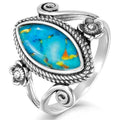 Vintage Bohemian Marquise Faux Natural Stone Sticker Ring With Twisted Rope Edge view 1