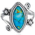 Vintage Bohemian Marquise Faux Natural Stone Sticker Ring With Twisted Rope Edge view 5