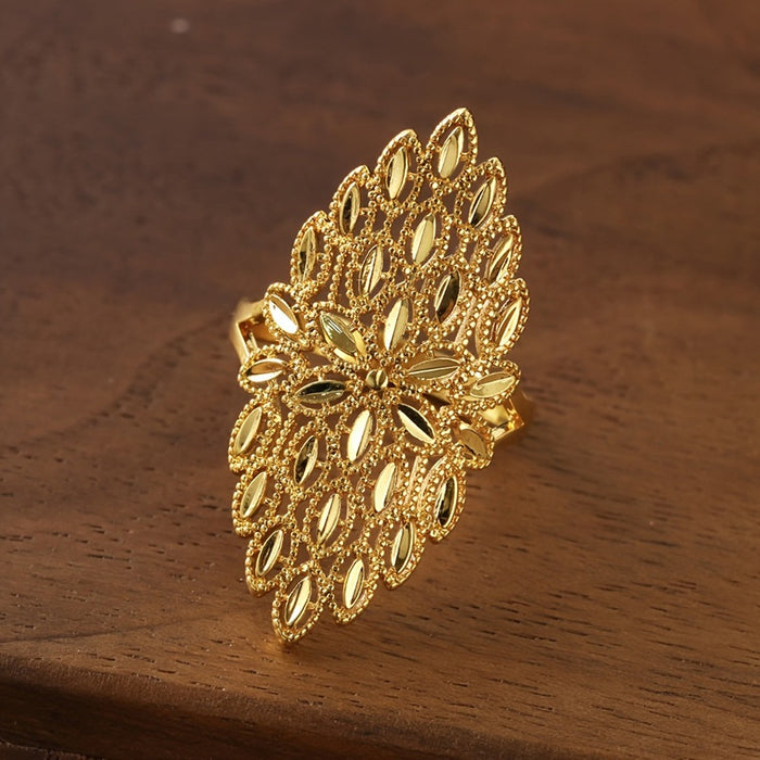 Palace Style Hollow Marquise Ring For Women, Fashion Copper Finger Ring Cross Border Jewelry