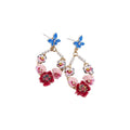 14K Gold Plated Copper Flower Stud Earrings With Silver Posts And Rhinestone Sweet Luxury Style view 5