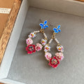 14K Gold Plated Copper Flower Stud Earrings With Silver Posts And Rhinestone Sweet Luxury Style view 4