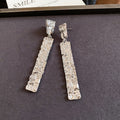 Alloy Crinkled Rectangle Pendant Drop Earrings With Silver Pins Minimalist Geometric Style view 4