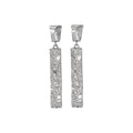 Alloy Crinkled Rectangle Pendant Drop Earrings With Silver Pins Minimalist Geometric Style view 5