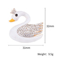 White Enamel Swan Brooch with Clear Crystal Wing and Crown view 5