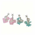 Luxury Starfish Shell Flower Petal Tassel Stud Earrings With Rhinestone Alloy Beach Vacation Earrings view 5