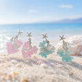 Luxury Starfish Shell Flower Petal Tassel Stud Earrings With Rhinestone Alloy Beach Vacation Earrings view 3