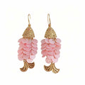 French Vintage Pink Acrylic Scale Little Fish Drop Alloy Gold Plated Elegant Luxury Fashion Earrings view 5
