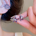 Korean Style Copper Zircon Round Flower Clip-on Earrings For Women No Piercing Ear Cuffs view 1