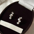Elegant Oval Faux Pearl Zircon Stud Earrings Geometric Sparkle Versatile Fashion Jewelry view 1