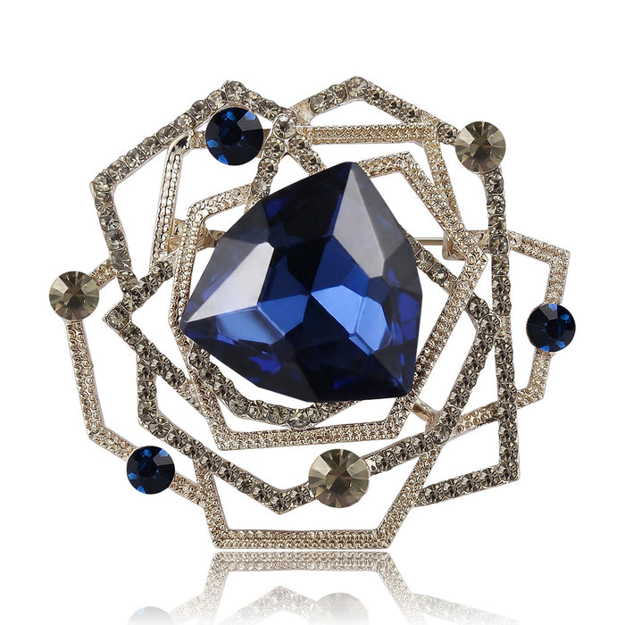 Alloy Glass Vintage Brooch Pin For Elegant Clothing Accessories