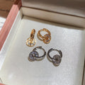 Textured Copper Zircon Hoop Earrings For Women Simple Geometric Circle Huggie Fashion Jewelry view 2