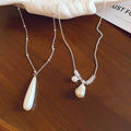 French Vintage Teardrop Faux Pearl Collarbone Necklace Elegant Light Luxury Jewelry view 4