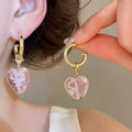 Glass Crystal Bead Heart Necklace And Stud Earrings Jewelry Set Sweet Fashion OL Style view 3