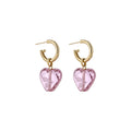 Glass Crystal Bead Heart Necklace And Stud Earrings Jewelry Set Sweet Fashion OL Style view 5