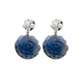 Vintage Resin 3D Rose Flower Stud Earrings For Women, Retro Hong Kong Light Luxury Style view 5