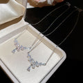 Light Luxury Faux Pearl Necklace With Sparkling Zircon Teardrop Pendant For Women view 4