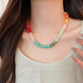 Rainbow Acrylic Geometric Beaded Choker Necklace Irregular Dopamine Vacation Style view 4