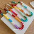 Rainbow Acrylic Geometric Beaded Choker Necklace Irregular Dopamine Vacation Style view 1