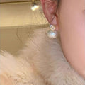 French Hepburn Style Large Oval Faux Pearl Stud Earrings For Women Elegant Statement Jewelry view 4