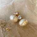 French Hepburn Style Large Oval Faux Pearl Stud Earrings For Women Elegant Statement Jewelry view 3