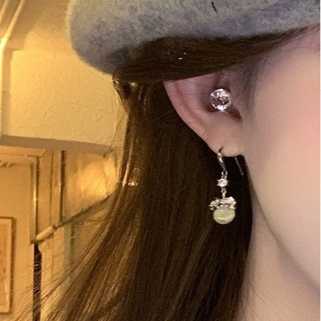 Light Luxury Rhinestone Cat Eye Resin Round Geometric Drop Earrings For Women