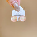 French Pink Gradient Resin Sugar Cube Geometric Stud Earrings, Sweet Minimalist Versatile Style view 3