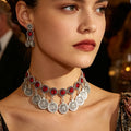 Vintage Middle Eastern Alloy Rhinestone Coin Tassel Chandelier Drop Statement Jewelry For Women Earrings view 4