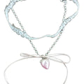 Fairy Style Faux Pearl Bow Necklace With Lace Strawberry Charm Geometric Choker Design view 5