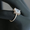 Rose Gold Tone Rectangular Clear Crystal Solitaire Ring view 2