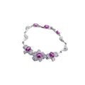Light Luxury Court Style Copper Zircon Heart Flower Bracelet Stud Earrings Ring Jewelry Set view 5