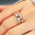 Minimalist Two Tone Hollow Metal Braided Ring For Women, Elegant Fashion Jewelry view 2