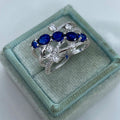 Creative Copper Geometric Cross Line Micro Pave Blue Zircon Ring For Women Stackable Jewelry view 3