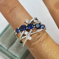 Creative Copper Geometric Cross Line Micro Pave Blue Zircon Ring For Women Stackable Jewelry view 2