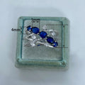 Creative Copper Geometric Cross Line Micro Pave Blue Zircon Ring For Women Stackable Jewelry view 4