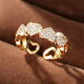 Heart Shape Combination Open Ring For Women, Sweet Cream Style Adjustable Fashion Jewelry view 1