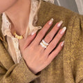 2026 New Copper Lace Texture Hollow Ring For Women, Pleated Luxe Fashion Index Finger Jewelry view 3
