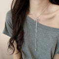 Old Money Alloy Zircon Hollow Flower Geometric Sweater Necklace For Women view 3