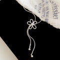 Old Money Alloy Zircon Hollow Flower Geometric Sweater Necklace For Women view 2