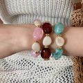 European American Vintage Acrylic Geometric Oval Necklace Bracelet Jewelry Set view 3
