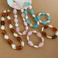 European American Vintage Acrylic Geometric Oval Necklace Bracelet Jewelry Set view 2